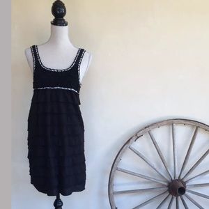 Anthropologie MOON RIVER Cute Black Crochet Boho Slip Dress Sz M